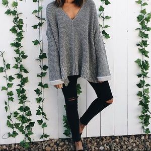 Free People Oversized Knit Grey Sweater
